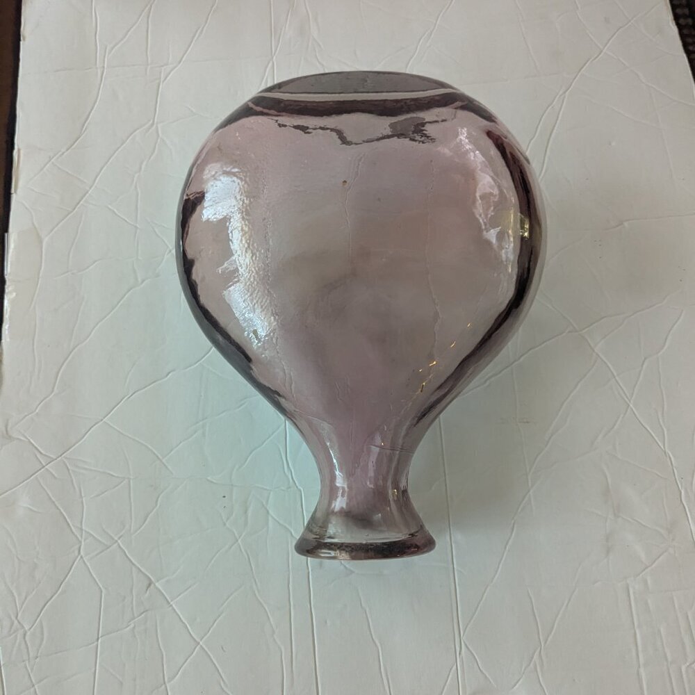 Vintage‎ Hand Blown Glass Bottle Vase Purple Rose Gold Pink Spanish Bottle Boho - Picture 4 of 11